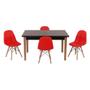 Imagem de Conjunto Mesa de Jantar Luiza 135cm Preta com 4 Cadeiras Botonê - Vermelho
