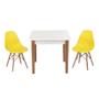 Imagem de Conjunto Mesa de Jantar Luiza 80cm Branca com 2 Cadeiras Eames Eiffel - Amarelo