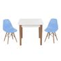 Imagem de Conjunto Mesa de Jantar Luiza 80cm Branca com 2 Cadeiras Eames Eiffel - Azul Claro