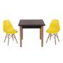 Imagem de Conjunto Mesa de Jantar Luiza 80cm Preta com 2 Cadeiras Eames Eiffel - Amarelo