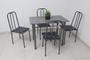 Imagem de Conjunto Mesa de Jantar Mad. 1.00m x 0.60m Cinza com assentos flor preta aço com 4 cadeiras + tampo granito verdadeiro Campeã de vendas