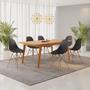 Imagem de Conjunto Mesa de Jantar Madeira Maciça Retangular com 6 Cadeiras Eames