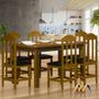 Imagem de Conjunto Mesa De Jantar Madeira Maciça Safira Com 6 Lugares Estofados Imbuia Shop JM