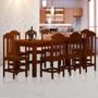 Imagem de Conjunto Mesa De Jantar Madeira Maciça Safira Com 8 Lugares Castanho JM Móveis