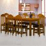 Imagem de Conjunto Mesa De Jantar Madeira Maciça Safira Com 8 Lugares Estofados Imbuia Shop JM