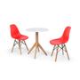 Imagem de Conjunto Mesa de Jantar Maitê 60cm Branca com 2 Cadeiras Charles Eames - Vermelha