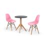 Imagem de Conjunto Mesa de Jantar Maitê 60cm Preta com 2 Cadeiras Charles Eames - Rosa