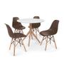 Imagem de Conjunto Mesa de Jantar Maitê 80cm Branca com 4 Cadeiras Charles Eames - Marrom