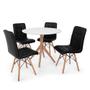 Imagem de Conjunto Mesa de Jantar Maitê 80cm Branca com 4 Cadeiras Eiffel Gomos - Preta