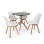 Imagem de Conjunto Mesa de Jantar Maitê 80cm Preta com 4 Cadeiras Eames Wood Leda - Branca