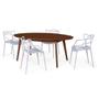 Imagem de Conjunto Mesa de Jantar Oval Vértice Nozes 190cm com 4 Cadeiras Allegra - Cinza