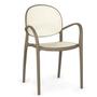 Imagem de Conjunto Mesa de Jantar Quadrada Eiffel 80x80 Branca com 4 Cadeiras Roma com Braço - Cinza