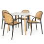 Imagem de Conjunto Mesa de Jantar Quadrada Eiffel 80x80 Branca com 4 Cadeiras Roma com Braço - Preto