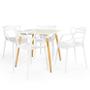 Imagem de Conjunto Mesa de Jantar Quadrada Eiffel Branca 80x80cm com 4 Cadeiras Allegra - Branco