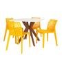 Imagem de Conjunto Mesa de Jantar Quadrada Isa 90x90cm Branca com 4 Cadeiras Gruvyer - Amarelo