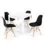 Imagem de Conjunto Mesa de Jantar Quadrada Sofia Branca 80x80cm com 4 Cadeiras Eames Eiffel - Preto