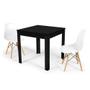 Imagem de Conjunto Mesa de Jantar Quadrada Sofia Preta 80x80cm com 2 Cadeiras Eames Eiffel - Branco