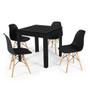 Imagem de Conjunto Mesa de Jantar Quadrada Sofia Preta 80x80cm com 4 Cadeiras Eames Eiffel - Preto