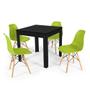 Imagem de Conjunto Mesa de Jantar Quadrada Sofia Preta 80x80cm com 4 Cadeiras Eames Eiffel - Verde
