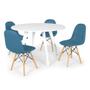 Imagem de Conjunto Mesa de Jantar Redonda Amanda Branca 120cm com 4 Cadeiras Eiffel Botonê - Turquesa