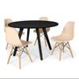 Imagem de Conjunto Mesa de Jantar Redonda Amanda Preta 120cm com 4 Cadeiras Eames Eiffel - Nude