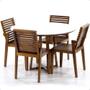 Imagem de Conjunto Mesa de Jantar Redonda Branca Lara Premium 120cm com 4 Cadeiras Isabela - Natural