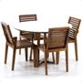 Imagem de Conjunto Mesa de Jantar Redonda Branca Lara Premium 120cm com 4 Cadeiras Isabela - Natural