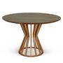 Imagem de Conjunto Mesa de Jantar Redonda Cecília Amadeirada Natural 120cm com 4 Cadeiras Eames Eiffel - Cinza