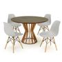 Imagem de Conjunto Mesa de Jantar Redonda Cecília Amadeirada Natural 120cm com 4 Cadeiras Eames Eiffel - Cinza