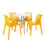 Imagem de Conjunto Mesa de Jantar Redonda Eiffel 80cm Branca com 4 Cadeiras Gruvyer - Amarelo