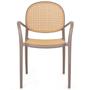 Imagem de Conjunto Mesa de Jantar Redonda Eiffel Branca 120cm com 4 Cadeiras Roma com Braço - Marrom Claro