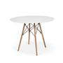 Imagem de Conjunto Mesa de Jantar Redonda Eiffel Branca 120cm com 4 Cadeiras Roma com Braço - Marrom Claro