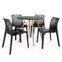 Imagem de Conjunto Mesa de Jantar Redonda Eiffel Preta 80cm com 4 Cadeiras Gruvyer - Preto