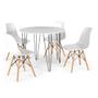 Imagem de Conjunto Mesa de Jantar Redonda Hairpin 90cm Branca com 4 Cadeiras Eames Eiffel - Branco