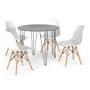 Imagem de Conjunto Mesa de Jantar Redonda Hairpin 90cm Volpi com 4 Cadeiras Eames Eiffel - Branco