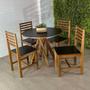 Imagem de Conjunto Mesa de Jantar Redonda Lisa 90cm Preto com Cadeiras Luna Assento Mdf Madeira Maciça Preto