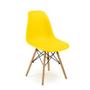 Imagem de Conjunto Mesa de Jantar Redonda Luana Amadeirada Natural 100cm com 4 Cadeiras Eames Eiffel - Amarelo