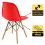 Imagem de Conjunto Mesa de Jantar Redonda Marci Natural 100cm com 4 Cadeiras Eames Eiffel - Vermelho