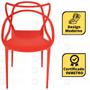 Imagem de Conjunto Mesa de Jantar Redonda Marci Natural 120cm com 4 Cadeiras Allegra - Vermelho