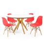 Imagem de Conjunto Mesa de Jantar Redonda Marci Premium Branca 120cm com 4 Cadeiras Eames Eiffel - Vermelho