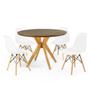 Imagem de Conjunto Mesa de Jantar Redonda Marci Premium Natural 100cm com 4 Cadeiras Eames Eiffel - Branco
