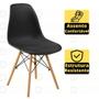 Imagem de Conjunto Mesa de Jantar Redonda Marci Premium Natural 100cm com 4 Cadeiras Eames Eiffel - Preto