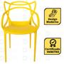 Imagem de Conjunto Mesa de Jantar Redonda Marci Premium Preta 100cm com 4 Cadeiras Allegra - Amarelo