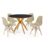 Imagem de Conjunto Mesa de Jantar Redonda Marci Premium Preta 100cm com 4 Cadeiras Eames Eiffel - Nude