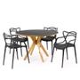 Imagem de Conjunto Mesa de Jantar Redonda Marci Premium Preta 120cm com 4 Cadeiras Allegra - Preto