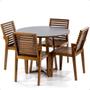 Imagem de Conjunto Mesa de Jantar Redonda Preta Lara Premium 100cm com 4 Cadeiras Isabela - Natural