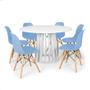 Imagem de Conjunto Mesa de Jantar Redonda Talia Branca 120cm com 6 Cadeiras Eames Eiffel - Azul Claro