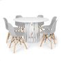 Imagem de Conjunto Mesa de Jantar Redonda Talia Branca 120cm com 6 Cadeiras Eames Eiffel - Cinza