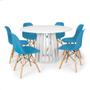 Imagem de Conjunto Mesa de Jantar Redonda Talia Branca 120cm com 6 Cadeiras Eames Eiffel - Turquesa