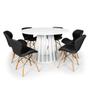 Imagem de Conjunto Mesa de Jantar Redonda Talia Branca 120cm com 6 Cadeiras Eiffel Slim - Preto